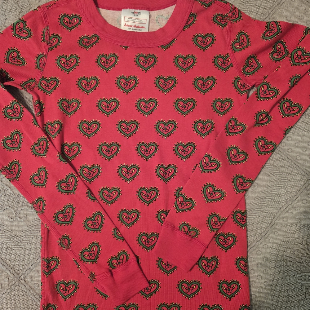 Hanna Andersson Pjs, Red Hear Size 10